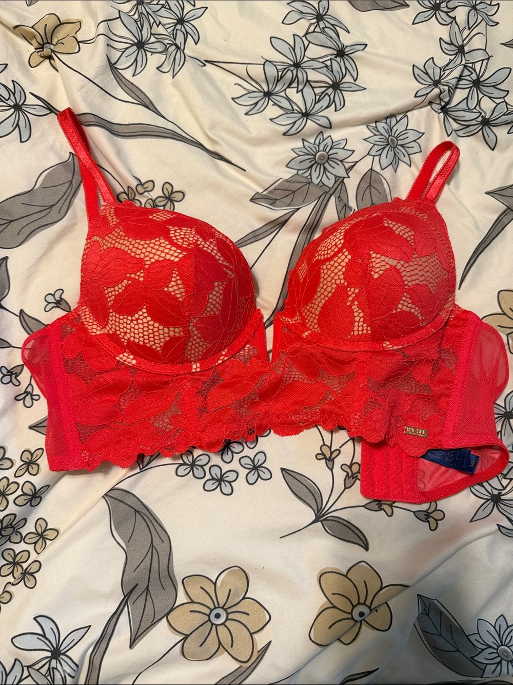 Rachel Zoe Red Lace Longline Bra